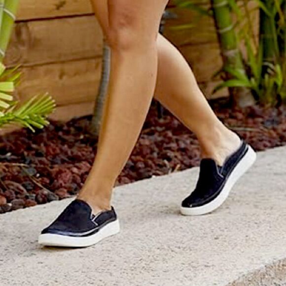 Vionic Effortless Nubuck Patent Trim Mules Slip On Slides Sneakers Black - Picture 6 of 16